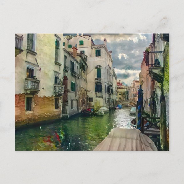 La postal veneciana de la pintura del canal (Anverso)