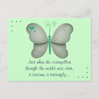La postal verde de la cita de la mariposa