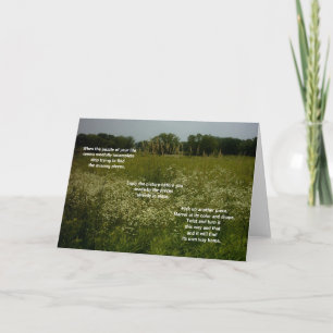 La pradera florece la tarjeta con el poema del