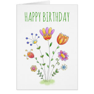 La primavera simple florece feliz cumpleaños de l