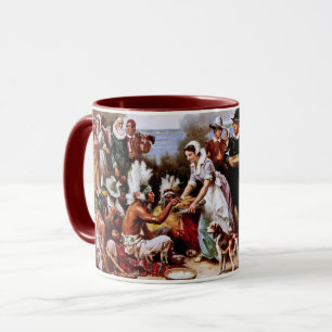 La primera acción de gracias 1621. Tazas del