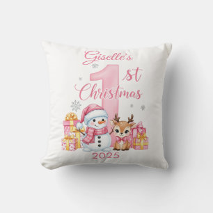 La primera almohada navideña de la niña bebé