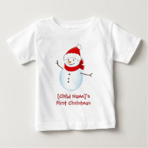 La primera camiseta navideña de un bebé de Snowman