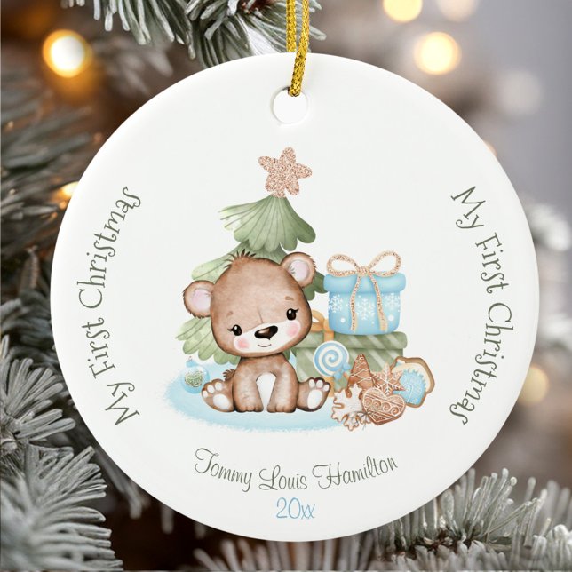 La primera cerámica de ornamento navideño del bebé (Cute Baby's First Christmas Ornament Ceramic)