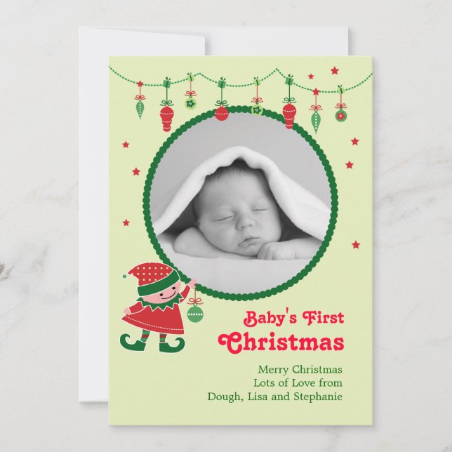 La primera Invitación de fotos navideñas de Elf Ba (Anverso)