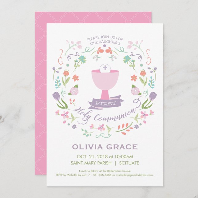 La primera invitación de la comunión santa, chica (Anverso / Reverso)