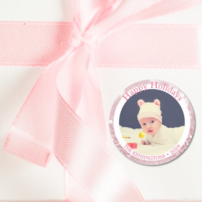 La primera Pegatina personalizada de Navidad para  (Baby Girl’s First Christmas Personalized Sticker)