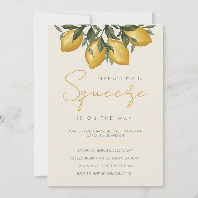 La principal invitación de mamá a Baby Shower Sque (Anverso)