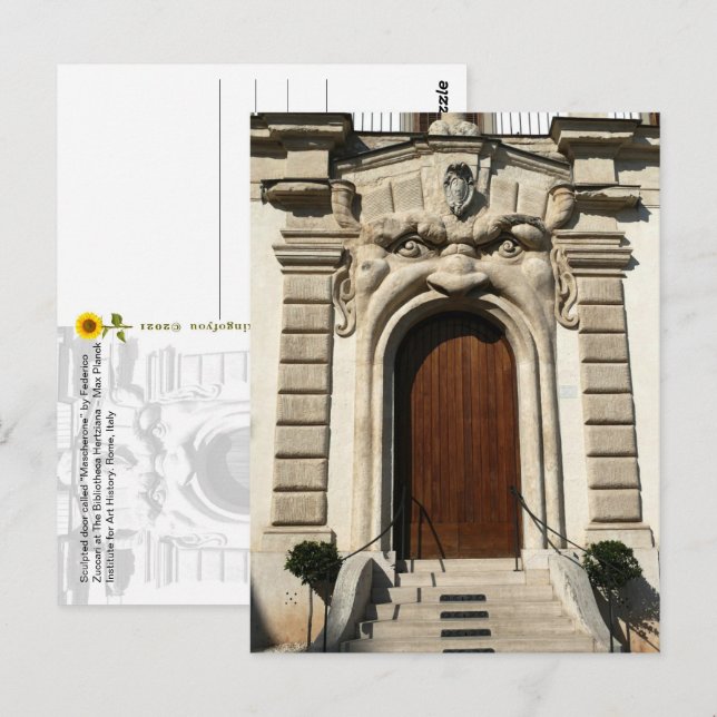 La puerta de la biblioteca Hertziana. postal de Ro (Anverso / Reverso)