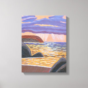 La puesta de sol en el lienzo marino