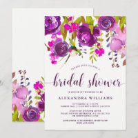 La púrpura bonita florece la invitación nupcial de