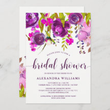 La púrpura bonita florece la invitación nupcial de
