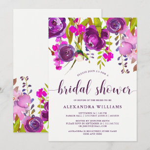 La púrpura bonita florece la invitación nupcial de