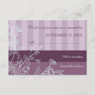 La púrpura raya la invitación de boda de RSVP