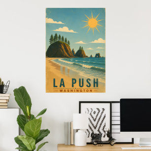 ¡La Push, Baby! Arte de cartel de viaje costero vi