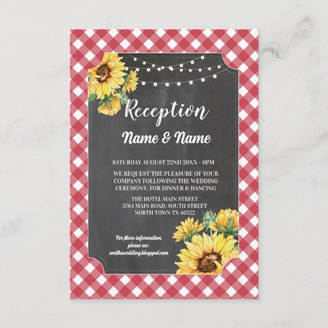 La recepción de la boda del girasol Flores blancas (Anverso)