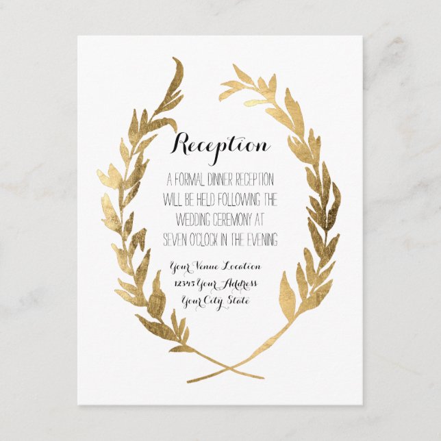 La recepción Laurel Wreath moderna Faux Gold Leaf (Anverso)