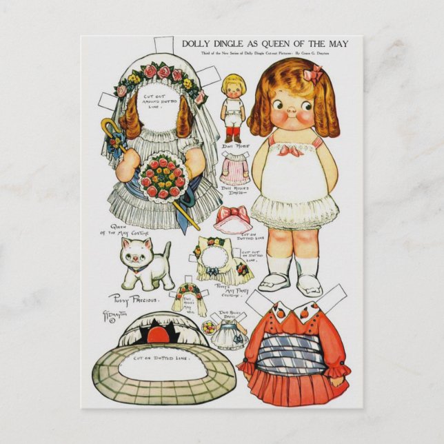 La reina de papel de la postal de la muñeca de pap (Anverso)