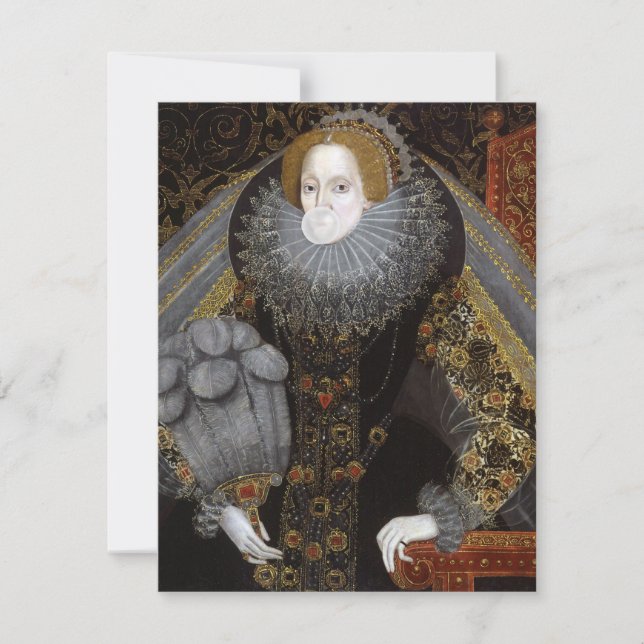 La reina Isabel I soplando un chicle blanco (Anverso)