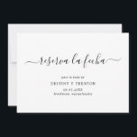 La Reserva La Fecha Elegante Boda Español<br><div class="desc">Boda simple Salven la Fecha en Español con un diseño limpio y minimalista con un toque elegante con "reserva la fecha" en escritura con swashes. Un español moderno en blanco y negro Salve la Fecha sin imágenes que se coordina maravillosamente con cualquier estilo de boda.</div>