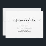 La Reserva La Fecha Elegante Boda Español<br><div class="desc">Boda simple Salven la Fecha en Español con un diseño limpio y minimalista con un toque elegante con "reserva la fecha" en escritura con swashes. Un español moderno en blanco y negro Salve la Fecha sin imágenes que se coordina maravillosamente con cualquier estilo de boda.</div>