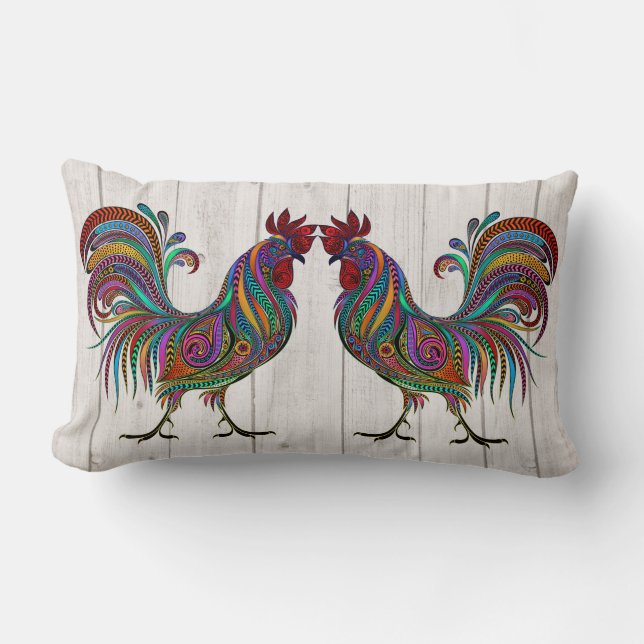La Resplandeciente almohada lumbar de gallo - Retr (Anverso)