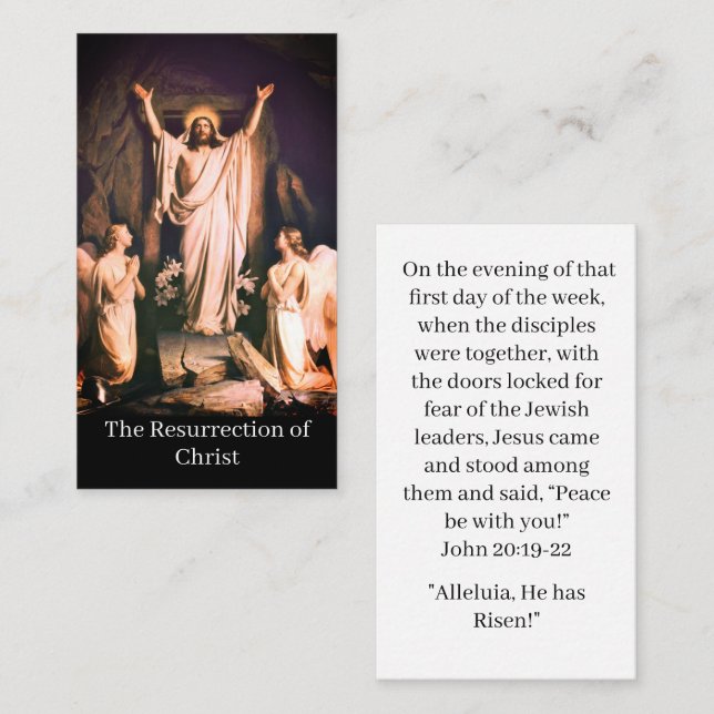 La resurrección de la tarjeta de oración de Pascua (Anverso / Reverso)
