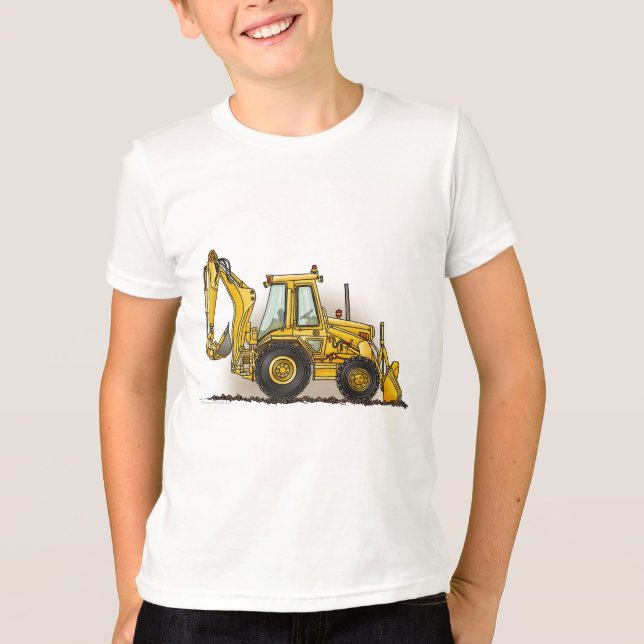 La retroexcavadora embroma la camiseta (Anverso)