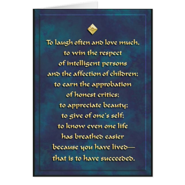 La risa a menudo, ama mucho… Tarjeta (Frente)