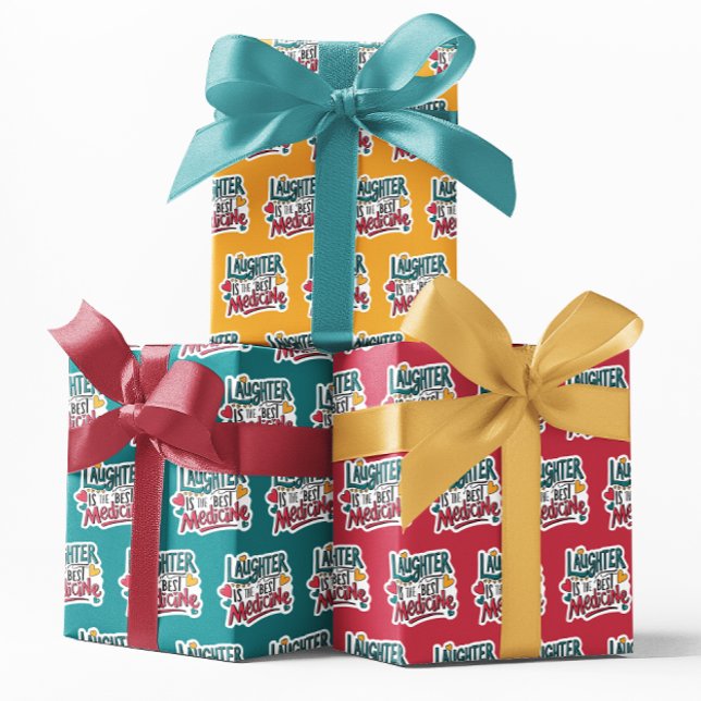 La Risa Es La Mejor Hoja De Envoltura De Medicina (Cheer someone up with these, "Laughter is the best medicine" wrapping paper sheets! )
