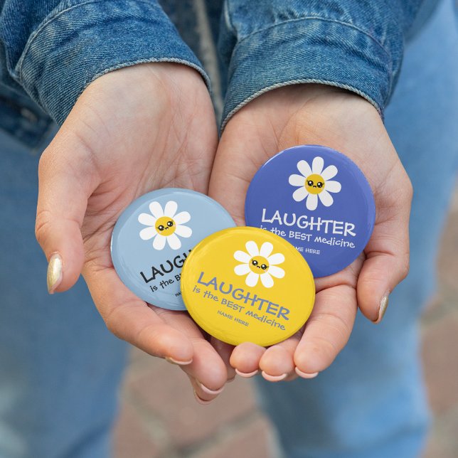 La Risas Es El Mejor Botón De Medicina (Cheer up your patients with these personalized, "Laughter is the best medicine" buttons! )