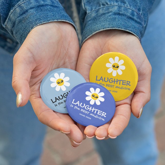 La Risas Es El Mejor Botón De Medicina (Cheer up your patients with these personalized, "Laughter is the best medicine" buttons! )