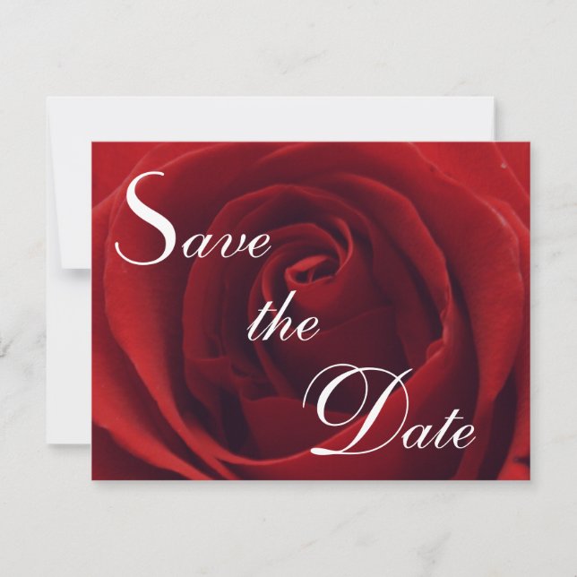 La rosa roja clásica salva la invitación a la boda (Anverso)