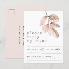 La Rubor moderna deja la tarjeta postal RSVP de bo