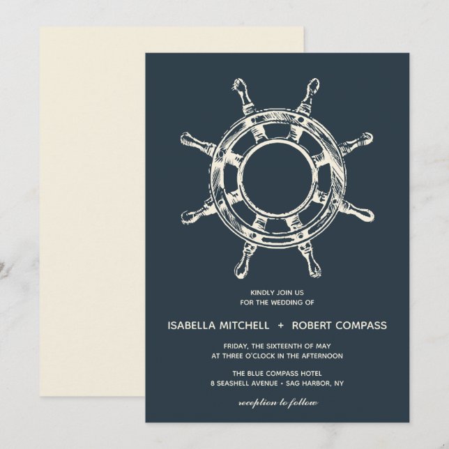 La rueda del barco azul | Invitación a la boda (Anverso / Reverso)
