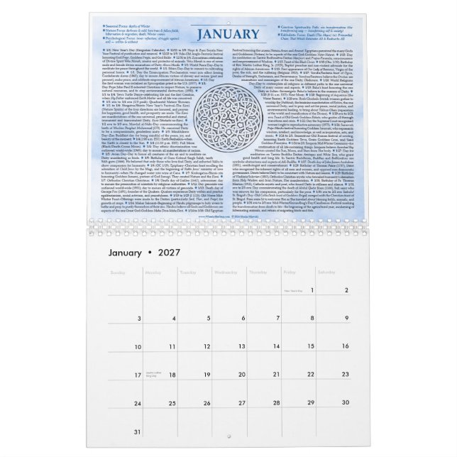 La rueda del místico del calendario de pared del (Jan 2027)