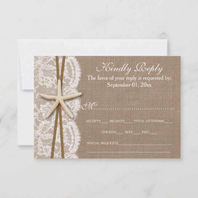 La Rustic Starfish Boda Collection RSVP (Anverso)