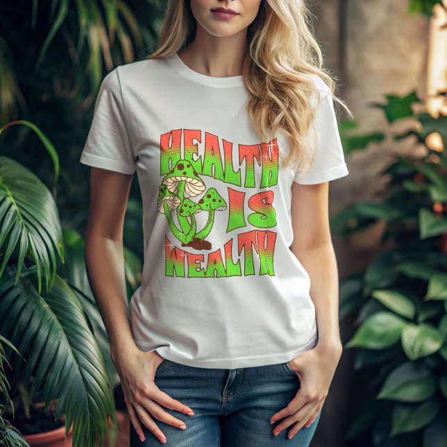 "La salud es riqueza" camiseta de cuello de botell (Subido por el creador)