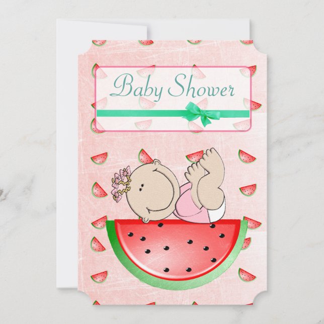 La sandía Baby Shower es una invitación Chica (Anverso)