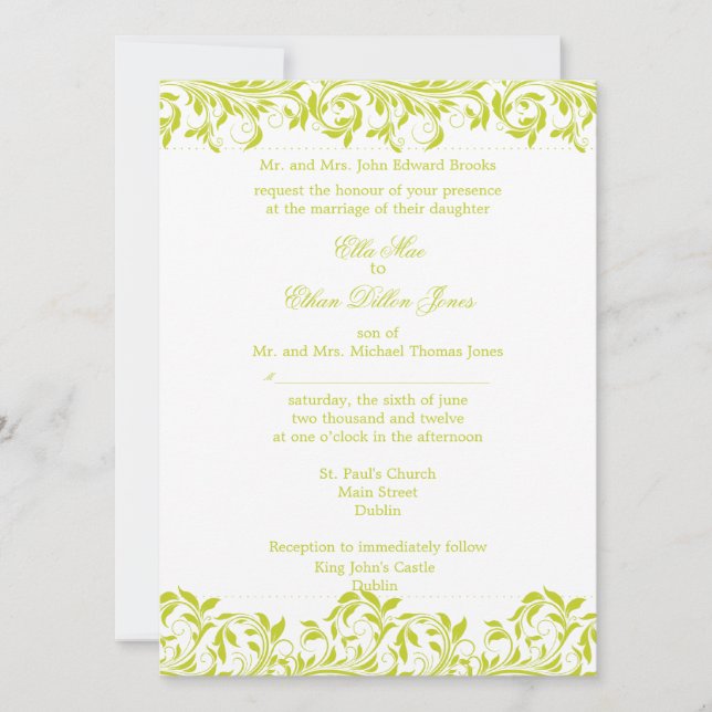 La Sarah Jane Lime y la invitación a la boda blanc (Anverso)