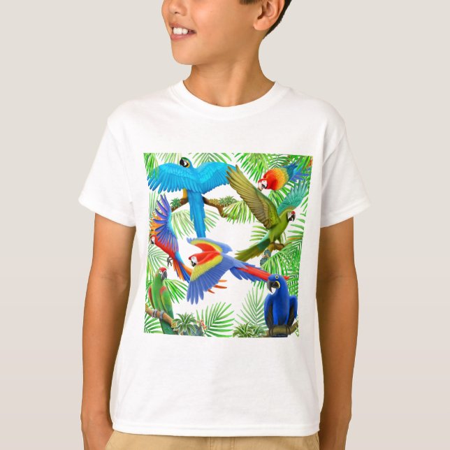 La selva del Macaw embroma la camiseta (Anverso)