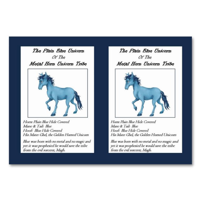 La sencilla tarjeta azul de venta de unicornio- (Anverso)
