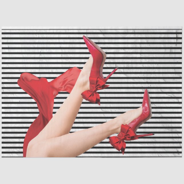 La señora con papel de tejido de zapatos rojos (Anverso)