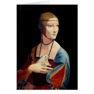 La señora With de Leonardo da Vinci una tarjeta