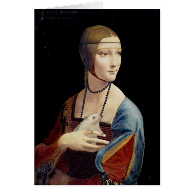 La señora With de Leonardo da Vinci una tarjeta (Frente)