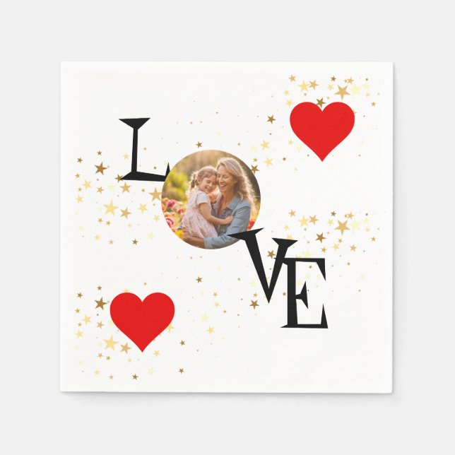 La servilleta de amor personalizada con mamá y mi  (Anverso)