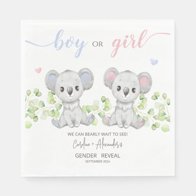 La servilleta de papel para Koala Gender Reveal Fi (Anverso)