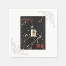 La servilleta mahjong asiática con el Dragón Rojo