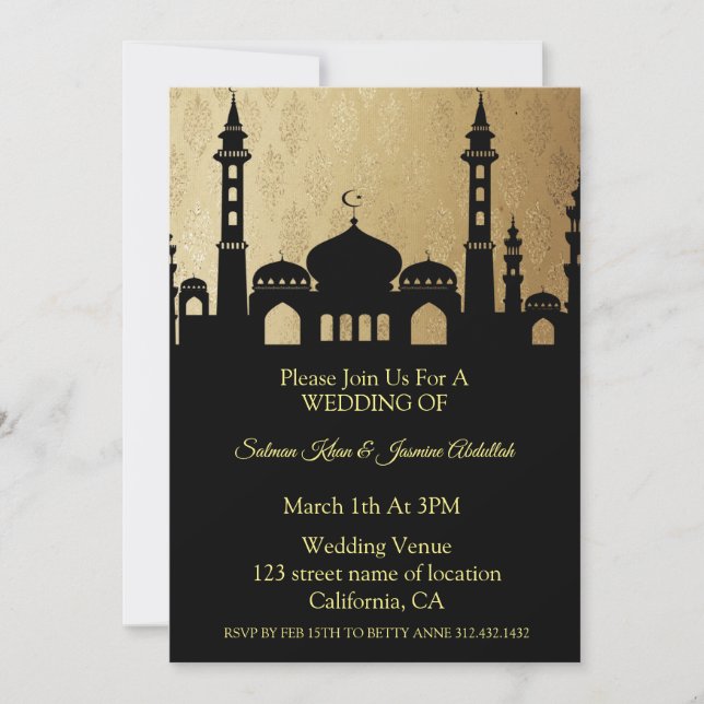 La Silhouette De La Invitación A La Boda De La Mez (Anverso)