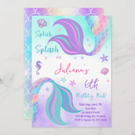 La sirena morada verde azulada sigue la invitación